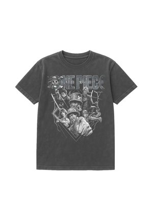 ONE PIECE STRAW HAT CREW HEAVY METAL - Print T-shirt - mottled black