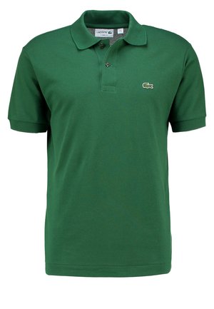 Polo verde realizzato in tessuto a maglia con colletto, pattina con due bottoni, maniche corte e un piccolo logo ricamato sul petto.