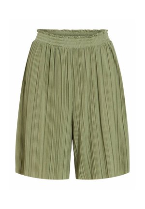 VILA, HIGH WAISTED SHORTS VIPLIS PLEATED - Short - oil green