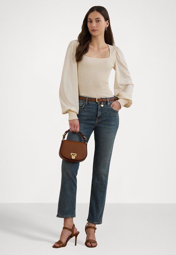 SMOCKED JERSEY BLOUSON SLEEVE TOP - Long sleeved top - mascarpone cream4