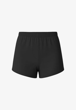 Sorte shorts med elastisk talje og en glat tekstur, enkelt design og ingen synlige mønstre eller accenter. Velegnet til hverdag.