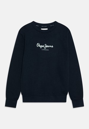 Sudadera azul marino de mezcla de algodón, con cuello redondo, puños de canalé y un logo en blanco "Pepe Jeans London" en el pecho.
