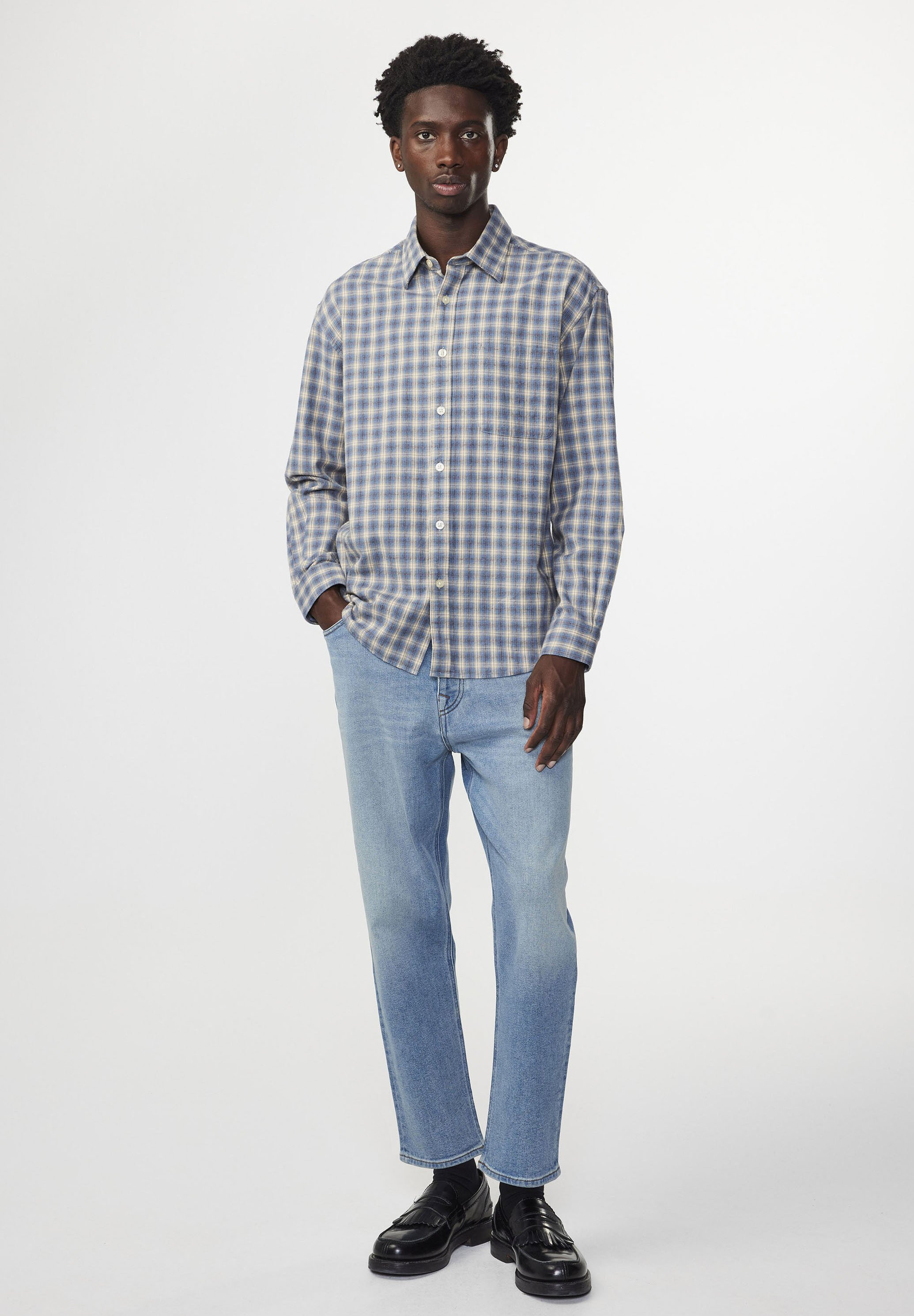 NN.07 DEON - Shirt - blue check/dark blue - Zalando