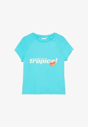 PULL&BEAR, FRUIT GRAPHIC WITH SLOGAN - T-SHIRT - T-shirt imprimé - turquoise