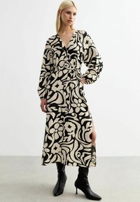 New Look - ABSTRACT FLORAL PRINT SLIT MIDI - Shirt dress - black pattern Thumbnail Image 1
