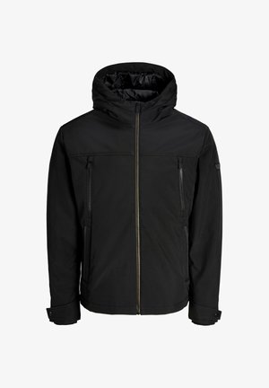 Jack & Jones, SOFTSHELL JACKET HOOD PRESS STUD CUFFS SET IN SLEEVES JACKET - Outdoorjas - black