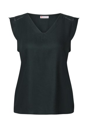 Street One V-NECK MIT HÄKELDETAILS - T-Shirt print - grün
