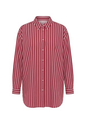 Studio Untold, STREIFENBLUSE, OVERSIZED, KREPP, LANGARM - Overhemdblouse - dark red