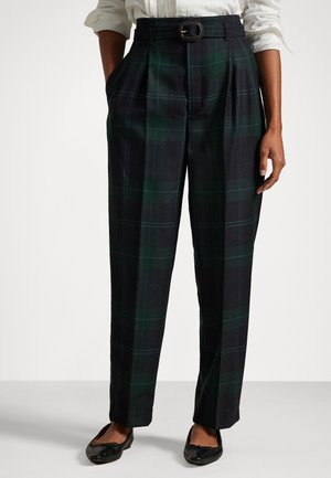 PLEATED BRUSHED WOOL TROUSER - Bukser - green navy multi tartan