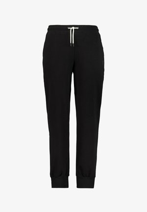 Pantaloni da jogging neri realizzati in tessuto morbido, con vita elastica e cordino, polsini a coste e un semplice dettaglio logo sui lati.