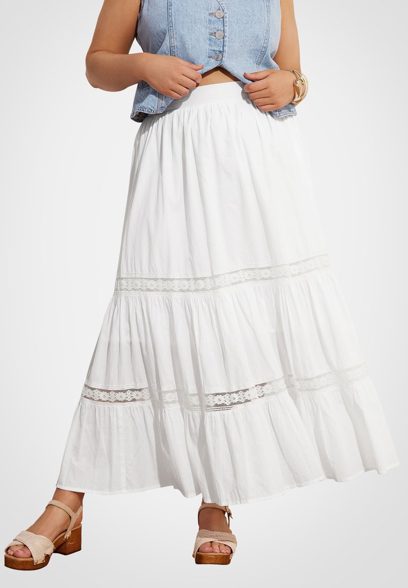 Yours Clothing TIERED - Maxikjol - white