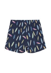 Marina badshorts med elastisk midja, prydda med ett mönster av färgglada surfbrädor i olika former och storlekar. Mjuk, lättviktig material.