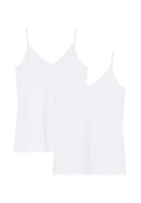Camisetas de algodón blancas con tirantes ajustables y diseño de escote en V. Textura suave, estilo minimalista, se venden en pareja.
