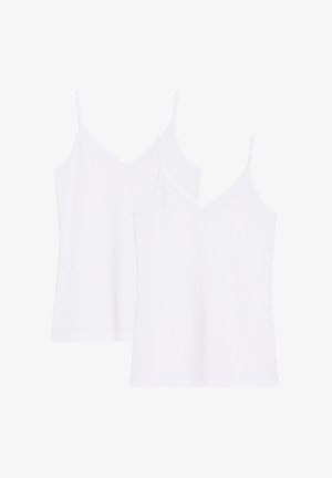 Camisetas de algodón blancas con tirantes ajustables y diseño de escote en V. Textura suave, estilo minimalista, se venden en pareja.