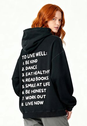 TO LIVE WELL UNISEX VINTAGE  - Kapuzenpullover - washed black