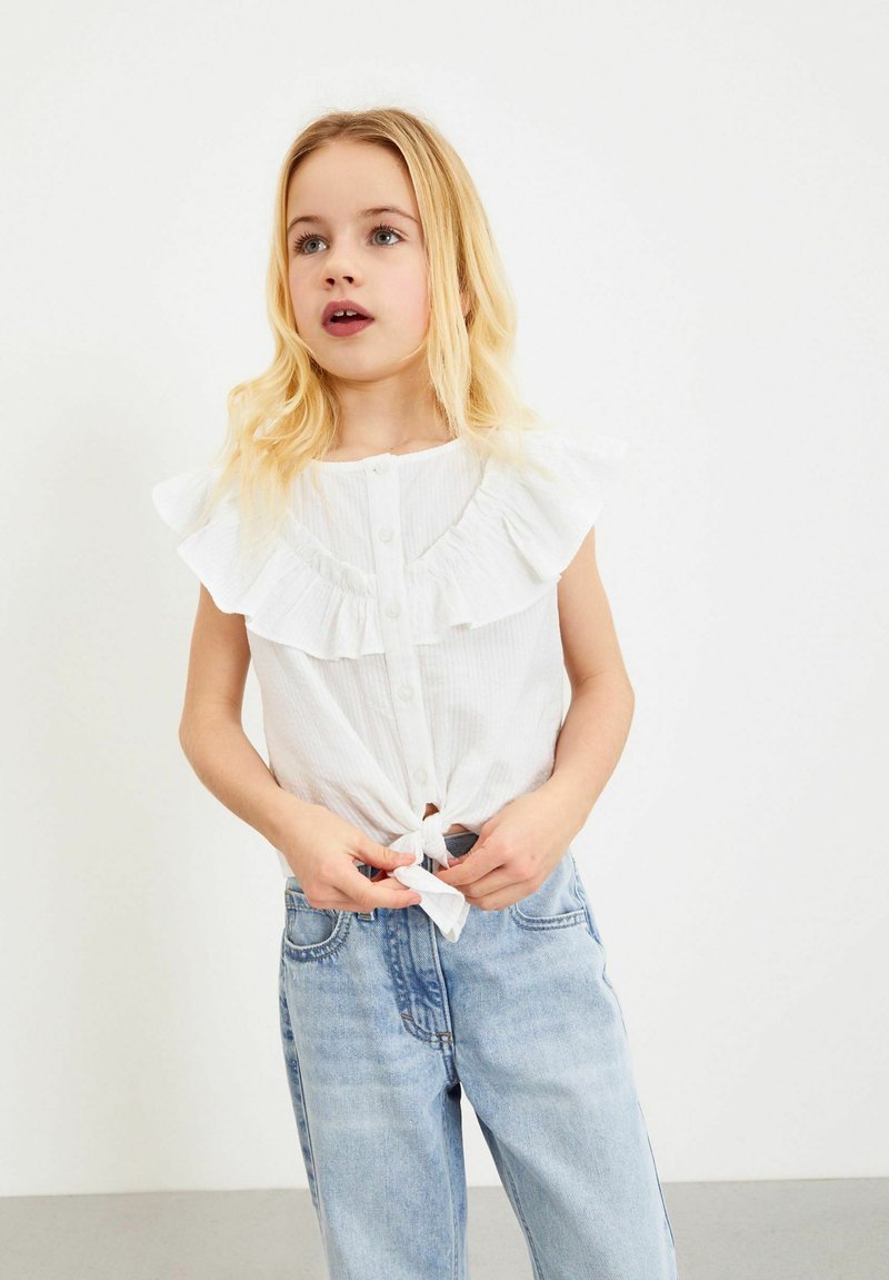 Kinder T-Shirts | Next TIE FRONT FRILL Bluse white/weiß - NO36604 Kinder T-Shirts | Next TIE FRONT FRILL Bluse white/weiß - NO36604