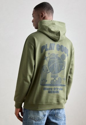 HOODIE PRINT RELAXED FIT - Kapuutsiga pusa - green