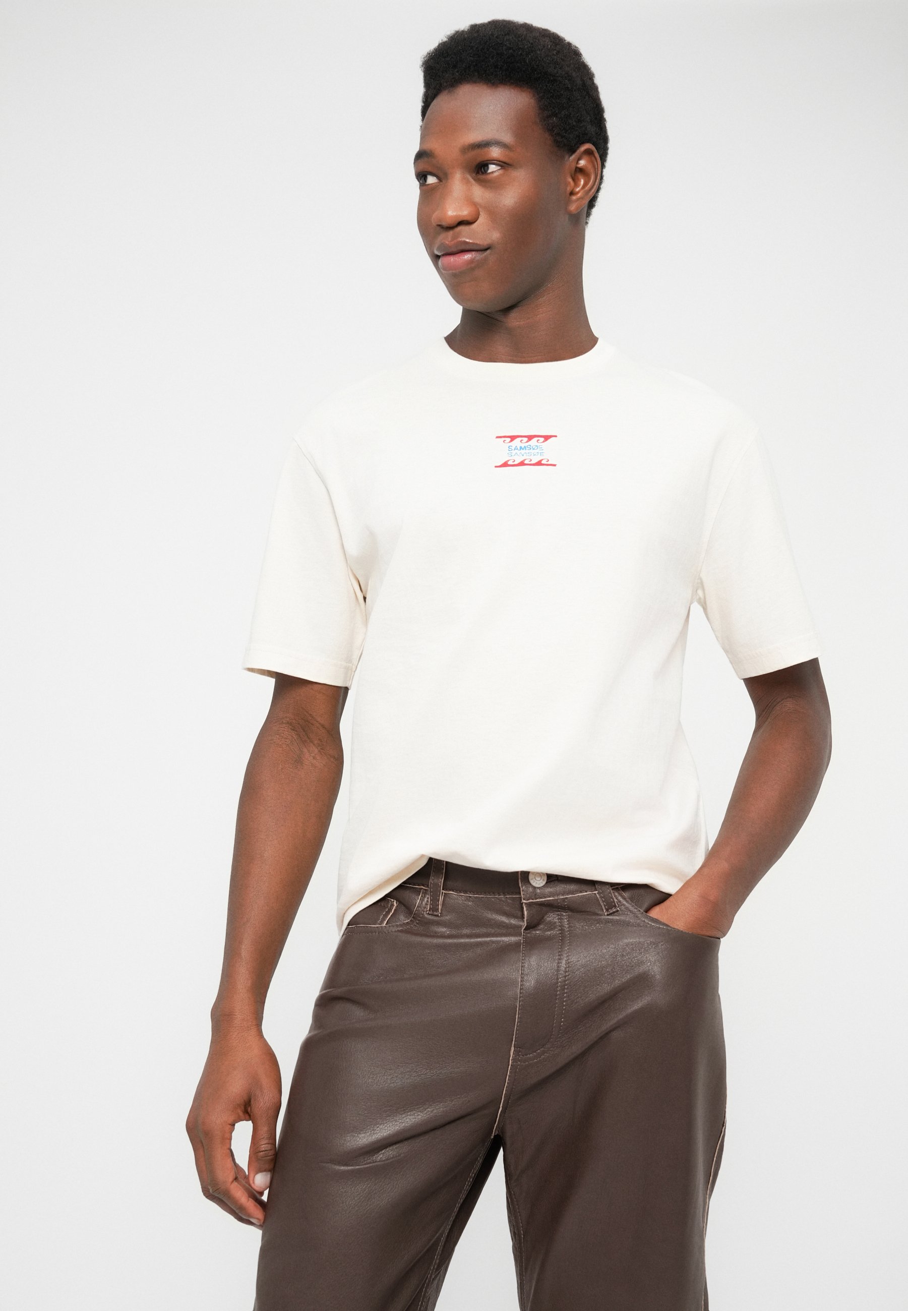 Samsøe Samsøe EDDIE TROUSERS - Leather trousers - black olive/dark