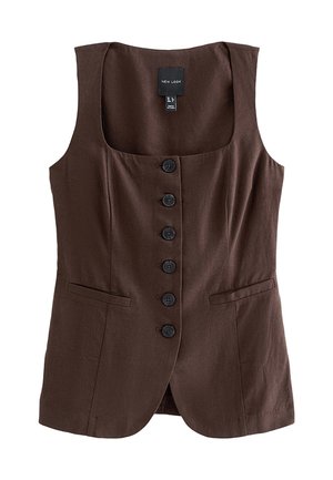 New Look, DARK   RICH THICK STRAP WAISTCOAT - Bodywarmer - dark brown