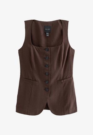 New Look, DARK RICH THICK STRAP WAISTCOAT - Bodywarmer - dark brown
