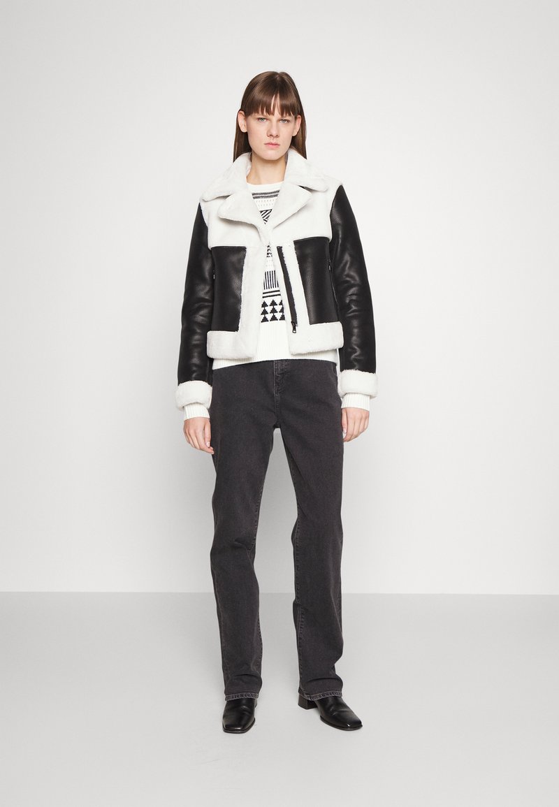 DKNY JACKET - Jachetă piele - black/ivory/negru - Zalando.ro