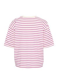 Kaffe WINNY 1/2 SLEEVE - Print T-shirt - ant white fuchsia stripe