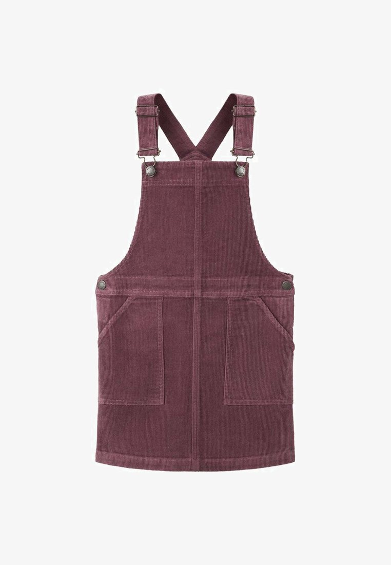 Ženske punjene naramenice v burgundski barvi z nastavljivimi trakovi, dvema sprednjima žepoma in detajli iz kovine. Mehka tekstura z ribasto strukturo.