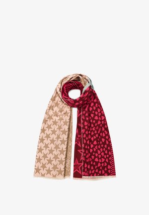 Faera, GEMUSTERTER SCHAL PATCHWORK STERNE PAISLEY FRANSEN - Schal - rot