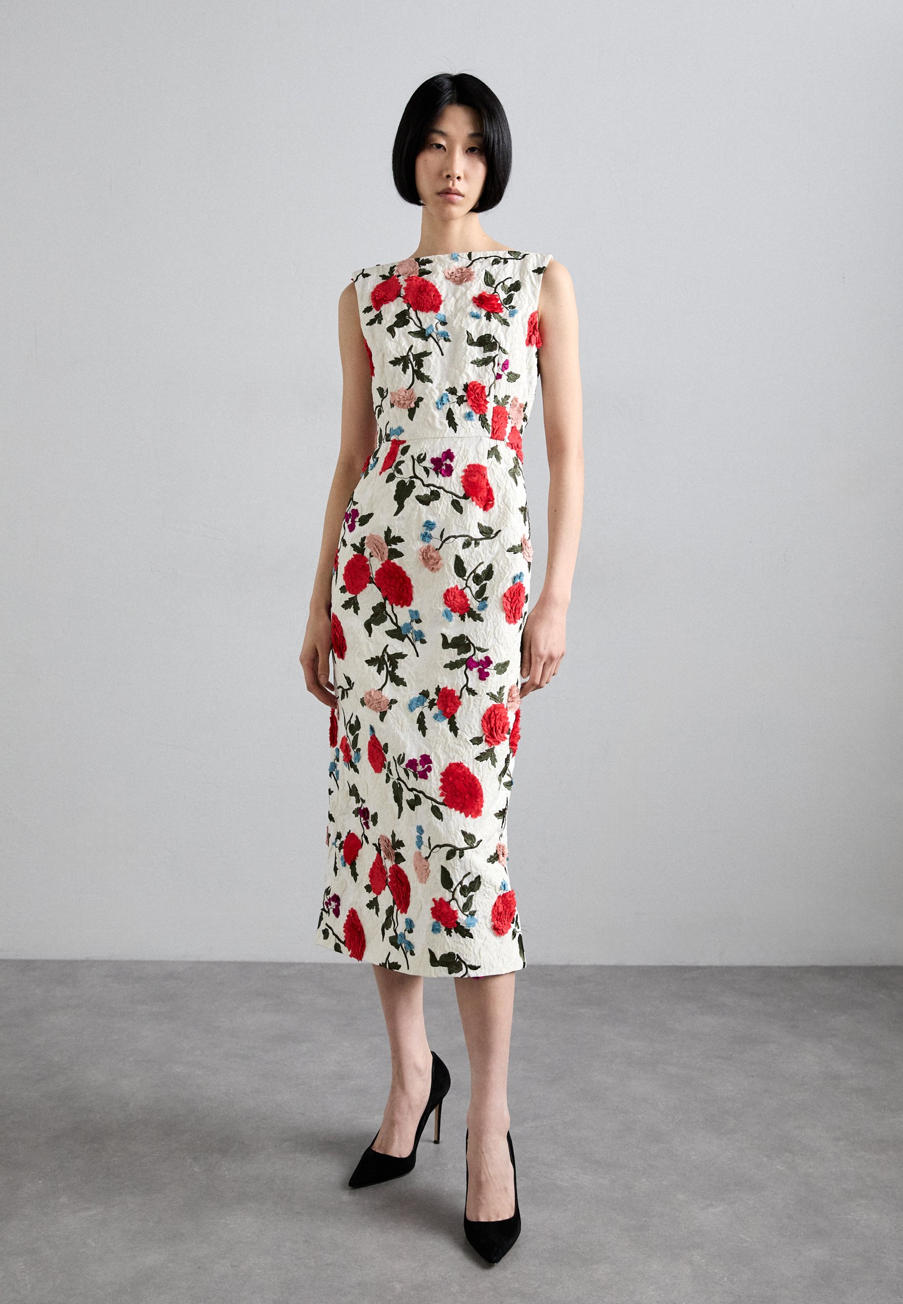 Erdem BOAT NECK COCKTAIL DRESS - Cocktail dress / Party dress - winter  white/multi-coloured