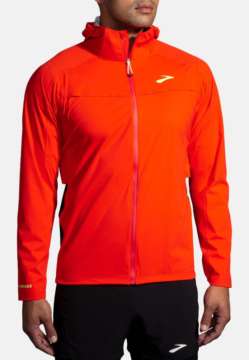 Brooks HIGH POINT - Regnjacka - cherry tomato phantom grey