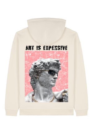 ART IS EXPENSIVE DAVID PRINT HEAVYWEIGHT - Felpa con cappuccio - off white