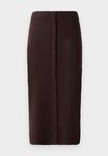 BUTTON DETAIL SKIRT - Kokerrok - dark chocolate