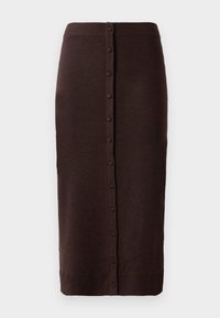 BUTTON DETAIL MIDI SKIRT - Bleistiftrock - dark chocolate