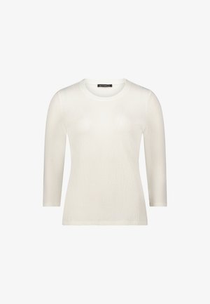 Wit, gebreid topje met lange mouwen en een ronde halslijn. Gestructureerde stof met een licht doorschijnende uitstraling, voorzien van aangesloten mouwen en een rechte zoom.