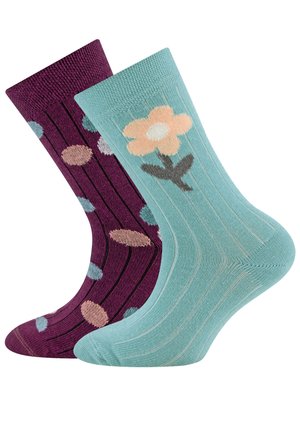 2ER PACK BLUME/PUNKTE - Socks - arctic rotwein