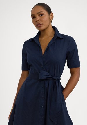 FINNBARR BELTED COTTON BLEND SHIRTDRESS - Φόρεμα πουκάμισο - navy