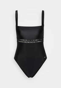 BOSS EYELET SWIMSUIT - Kopalke - black
