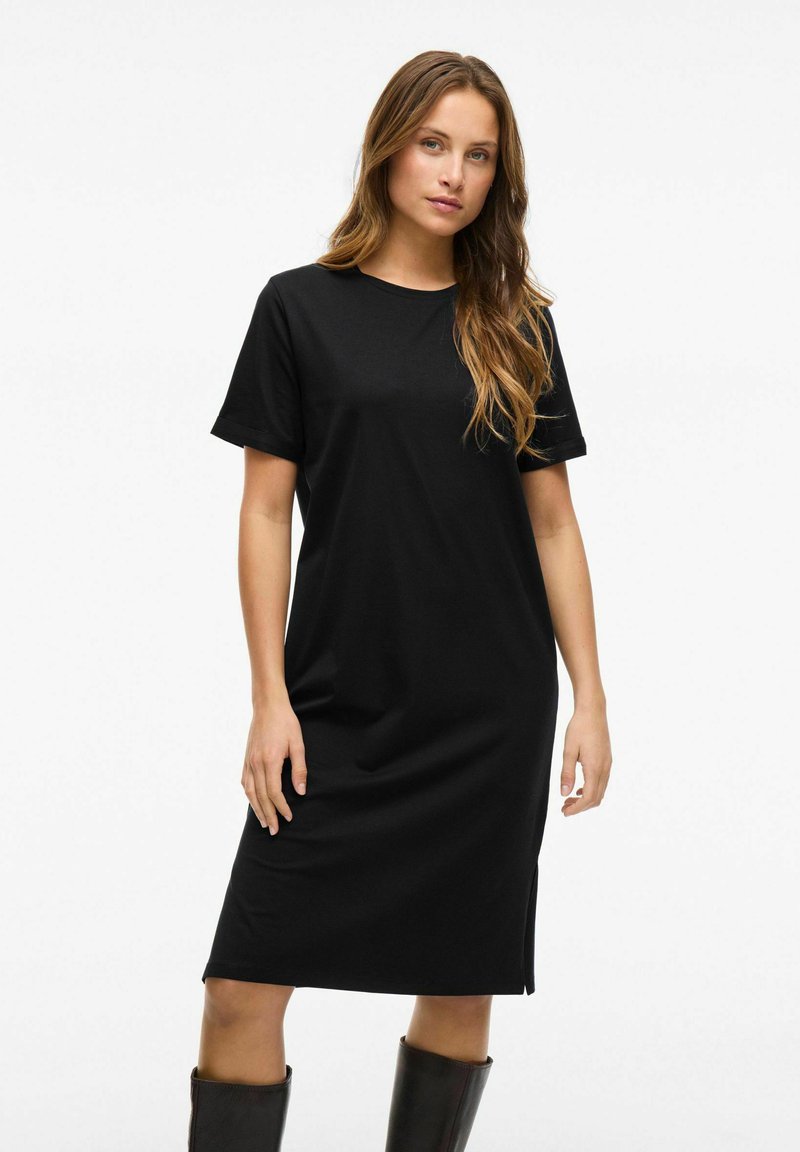 VILA MIDI KURZARM - Robe en jersey - black beauty