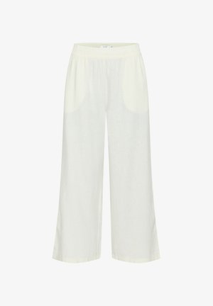 Kerged kreemikohviline lina püksid elastse vöökohtadega ja küljetaskutega. Laia säärekujundus suurendab mugavust ja õhuringlust.