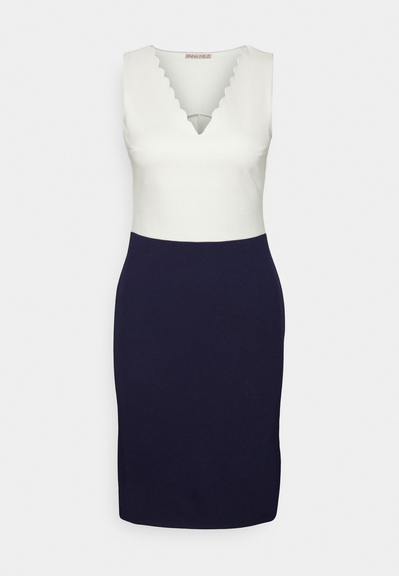 Anna Field Vestido de malha - white/dark blue