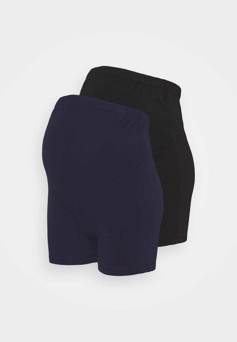 To par med elastisk midje shorts i svart og mørk marineblå, laget av mykt stoff, designet for komfort, med en glatt, stretchbar passform.