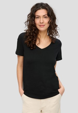 MIT FLAMMGARNSTRUKTUR - T-Shirt basic - schwarz