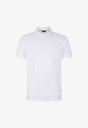 Witte polo shirt van katoen, met een klassieke kraag, een knoopsluiting met drie knopen, korte mouwen en een subtiele logo op de borst.