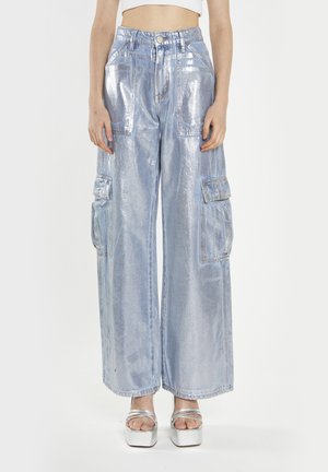 Jeans a zampa - blue silver foil