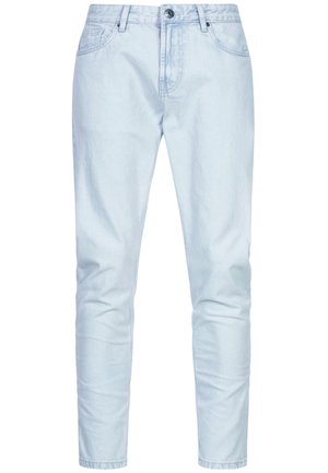 Lichtblauwe denim jeans met een slim fit, voorzien van vijf zakken, een knoopsluiting en een licht vervaagde textuur overal.