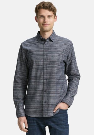 Shirt - navy varied cross stripe