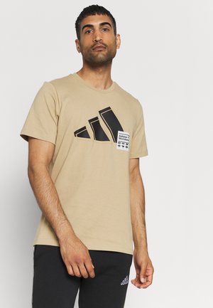 3 BAR LOGO TEE - T-shirt print - beige