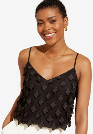 Love & Roses APPLIQUE FLORAL REGULAR FIT - Felső - black