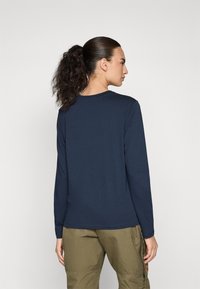 Marineblauw longsleeve shirt met een ronde hals, gemaakt van zachte stof, met een relaxte pasvorm en een eenvoudig stikseldesign.
