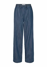 Pantaloni largi din denim cu talie elastică și șnur ajustabil. Țesătură bleumarin cu o textură moale și tivuri finisate.